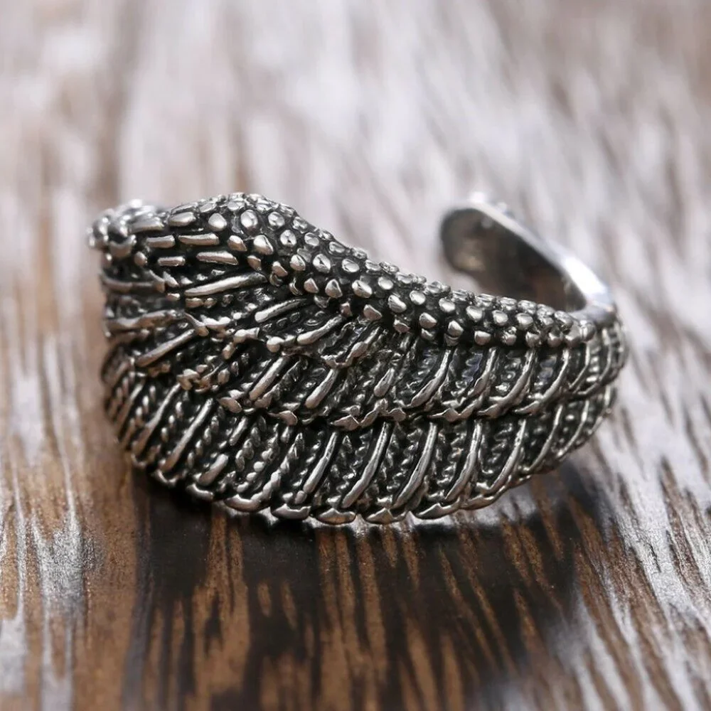 New Sterling Silver Open Wing Ring